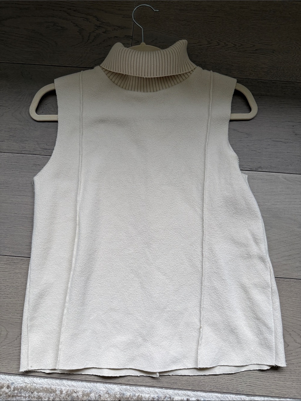 ZARA SIZE SMALL CO-ORD - Cream Ribbed Turtleneck Tank Top + Matching Pants